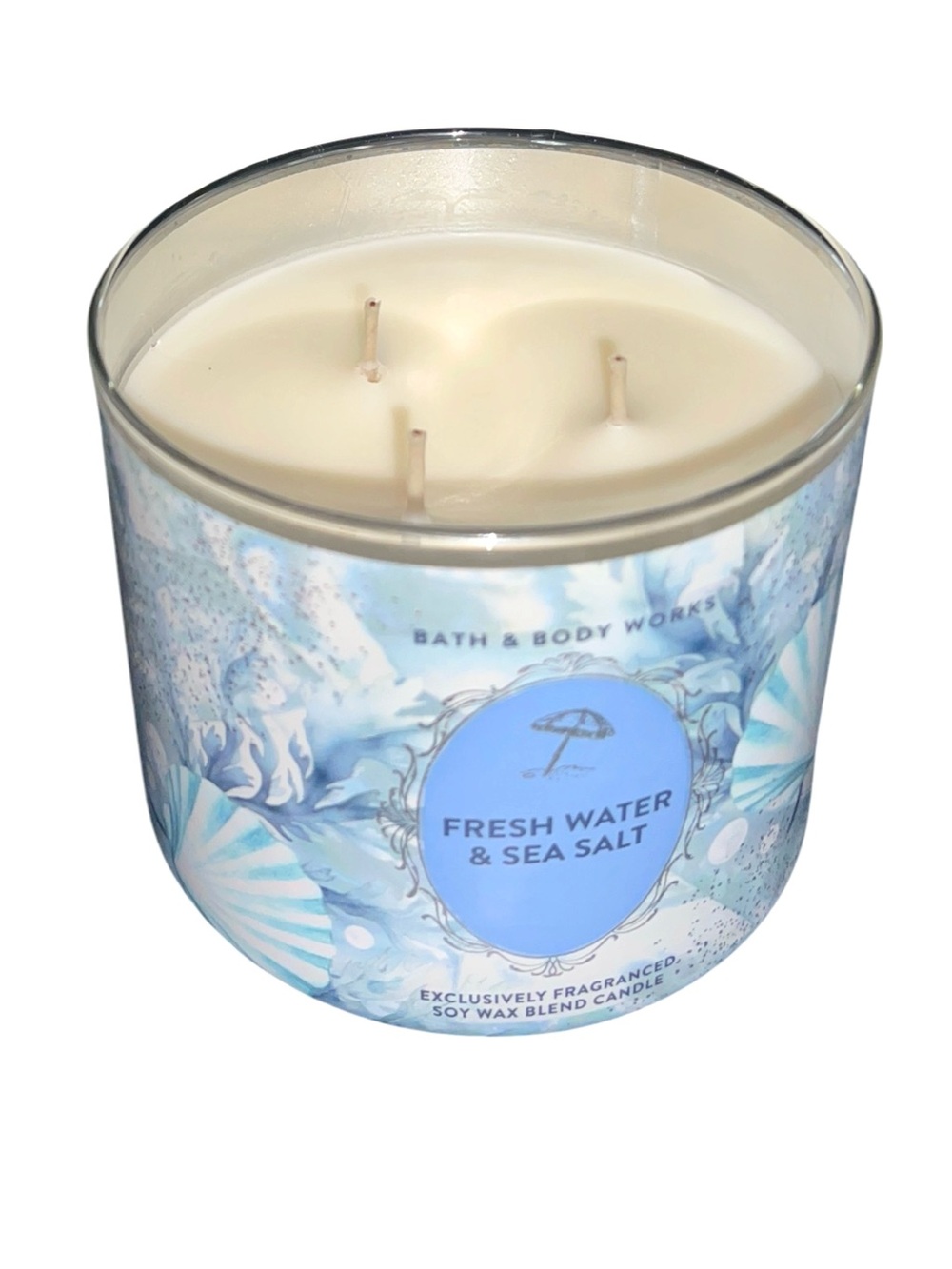 SOLD 🛍️🛒🎉 BATH & BODY WORKS FRESH WATER & SEA SALT 3 WICK CANDLE - Picture 2 of 2
